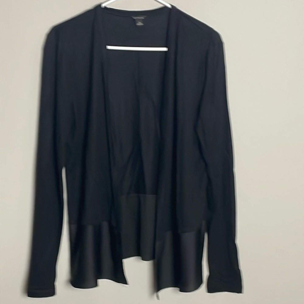 Ann Taylor Black Open Long Sleeve Block Hem Cardigan- Medium
